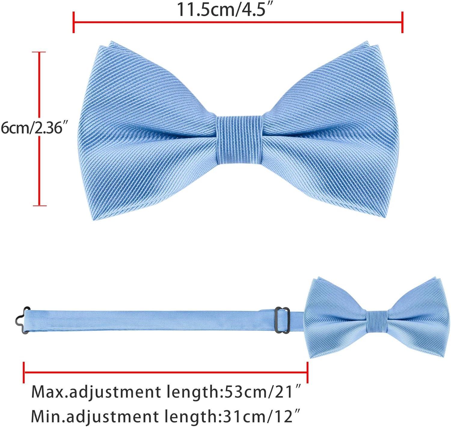 imageAllegra K Mens Solid Color PreTied Bow Tie with Matching Pocket Square Set for Wedding PartySky Blue