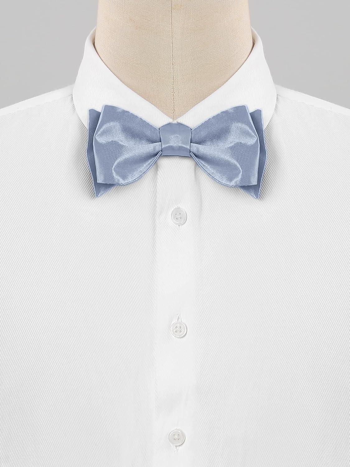 imageAllegra K Mens Solid Color Selftied for Formal Wedding Party Tuxedo Bow TiesSilver