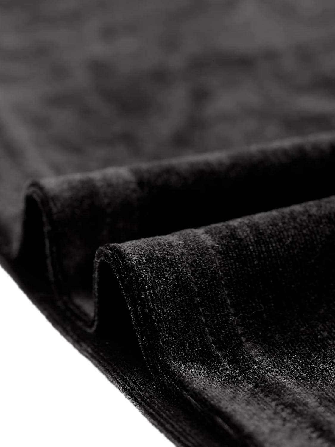 imageAllegra K Velvet Tops for Womens Long Sleeves Sweetheart Neck BlouseBlack