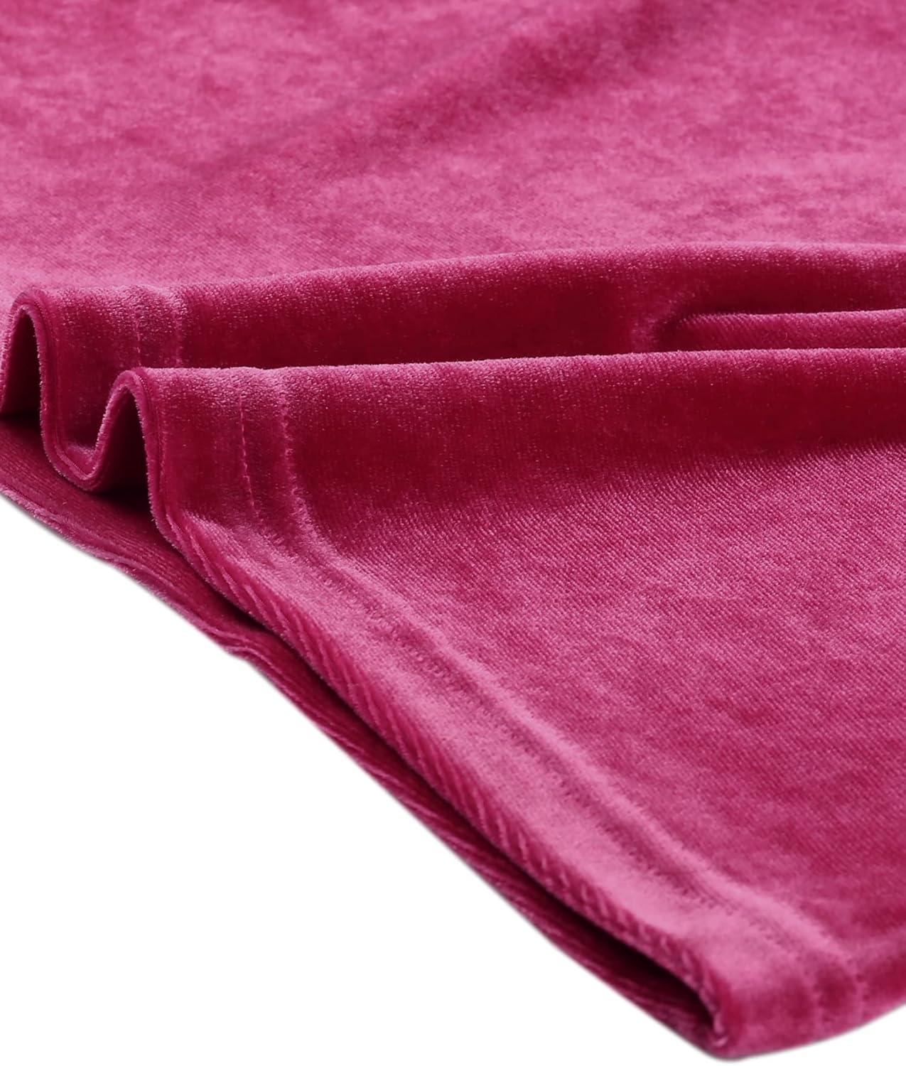 imageAllegra K Velvet Tops for Womens Long Sleeves Sweetheart Neck BlouseHot Pink