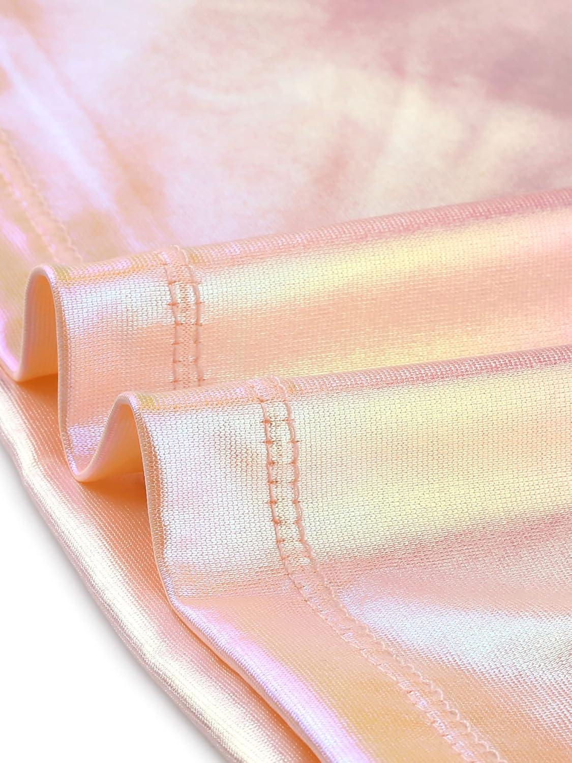 imageAllegra K Womens 80s Disco Outfit Party Club Sparkly Rainbow Metallic TopBeige Pink