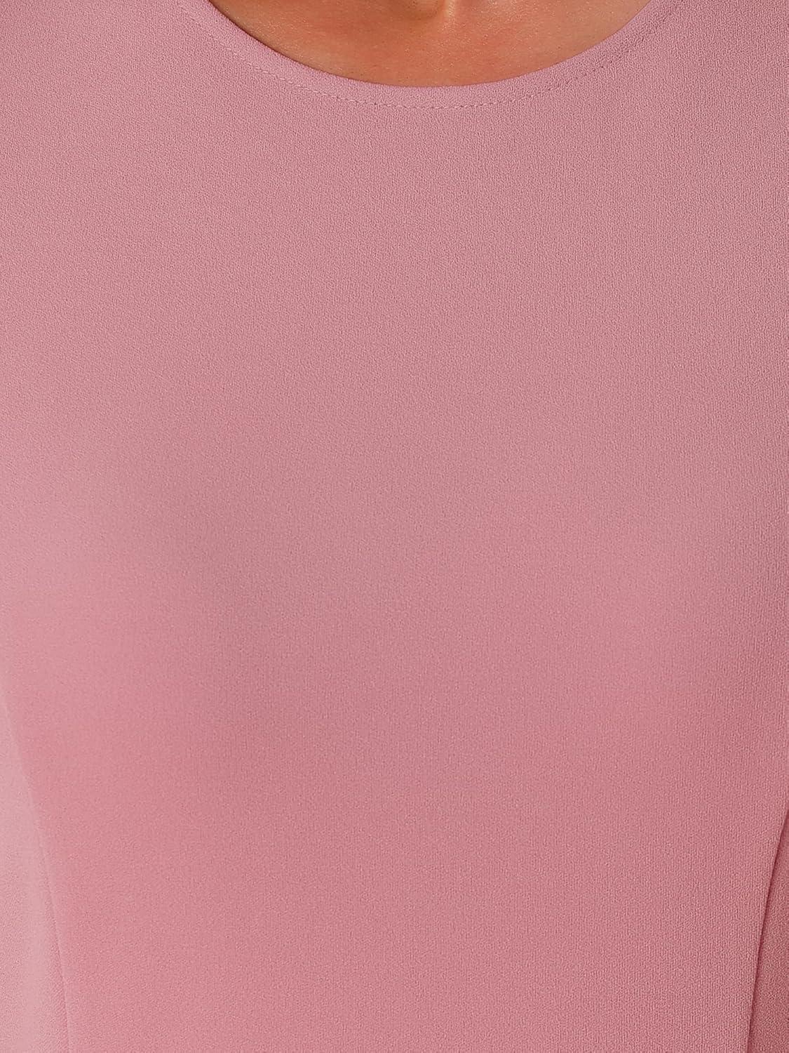 imageAllegra K Womens Cap Sleeves Round Neck Tiered Ruffled Hem Above Knee DressDark Pink