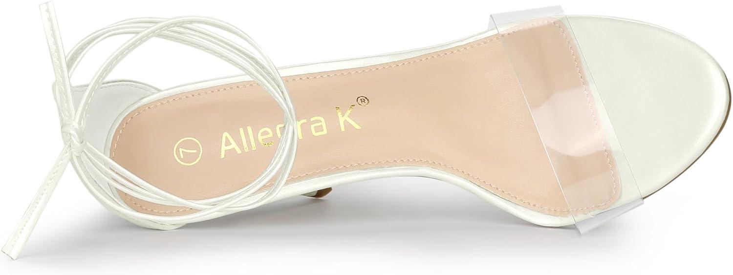 imageAllegra K Womens Clear Strap Stiletto Heel Lace Up Heels SandalsWhite