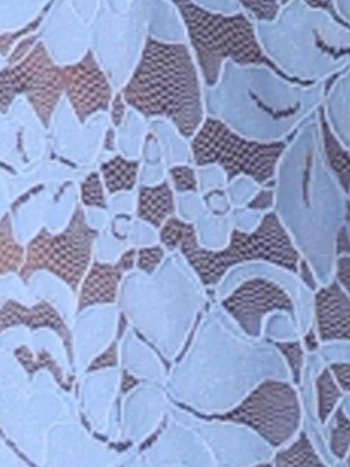 imageAllegra K Womens Elegant Floral Lace Blouse Short Sleeve Keyhole Back Fitted Semi Sheer TopLight Blue