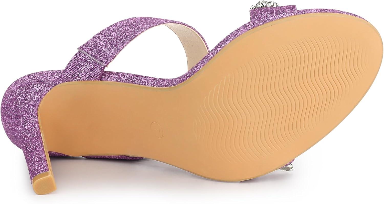 imageAllegra K Womens Glitter Rhinestone Stiletto Heels SandalsPurple