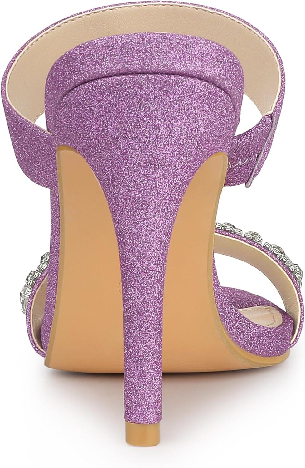 imageAllegra K Womens Glitter Rhinestone Stiletto Heels SandalsPurple