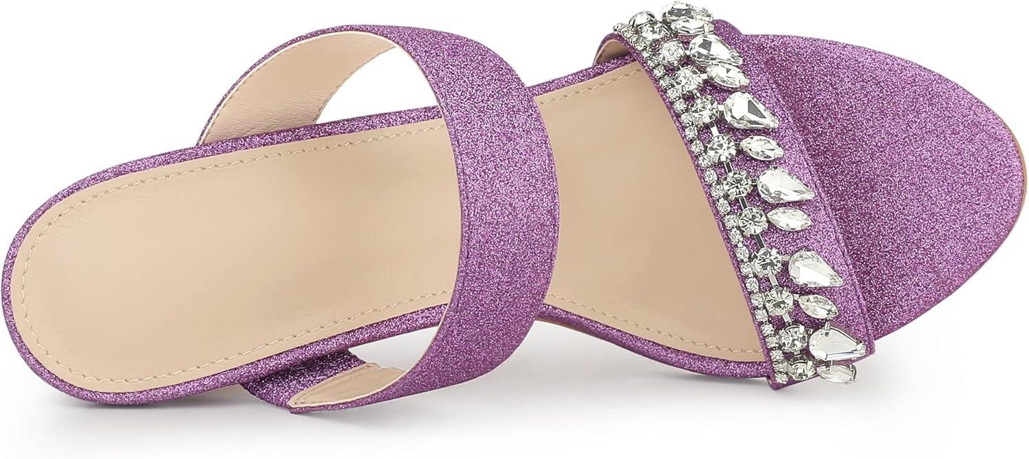 imageAllegra K Womens Glitter Rhinestone Stiletto Heels SandalsPurple