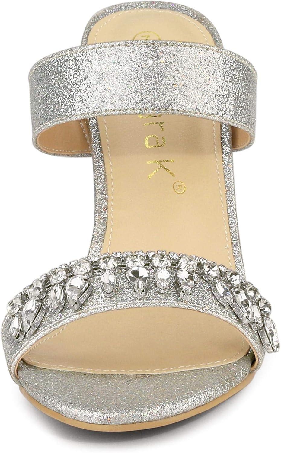 imageAllegra K Womens Glitter Rhinestone Stiletto Heels SandalsSilver