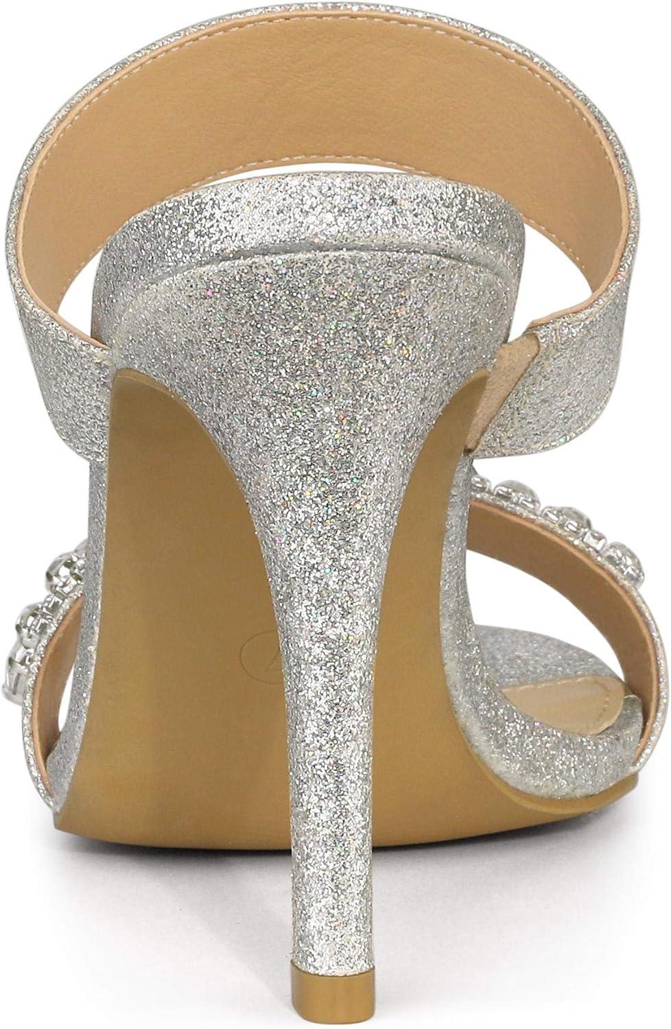 imageAllegra K Womens Glitter Rhinestone Stiletto Heels SandalsSilver