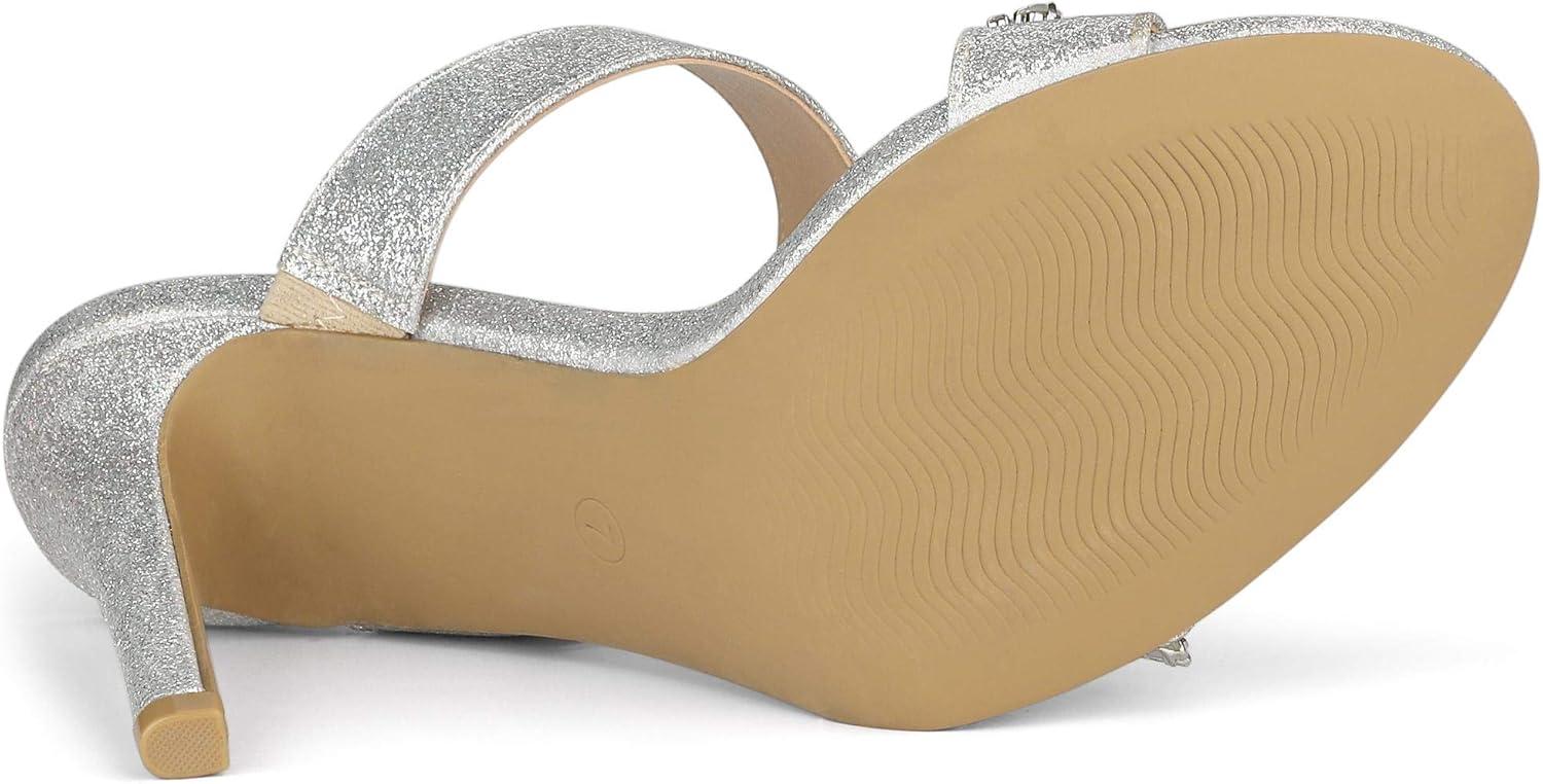 imageAllegra K Womens Glitter Rhinestone Stiletto Heels SandalsSilver