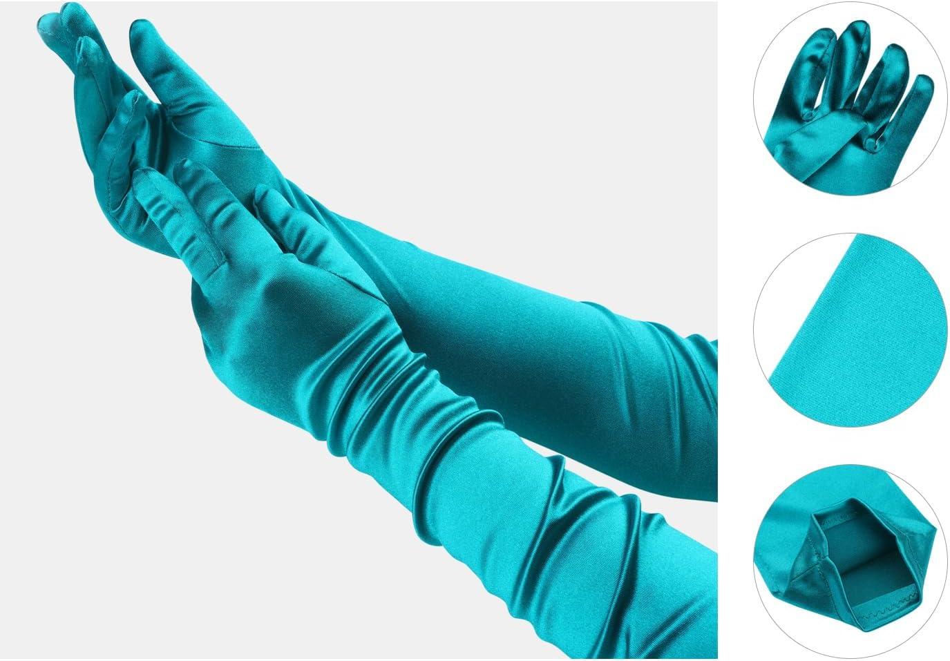 imageAllegra K Womens Long Gloves 1920S Evening Party Full Finger Mittens Elegant Opera GloveTeal Green