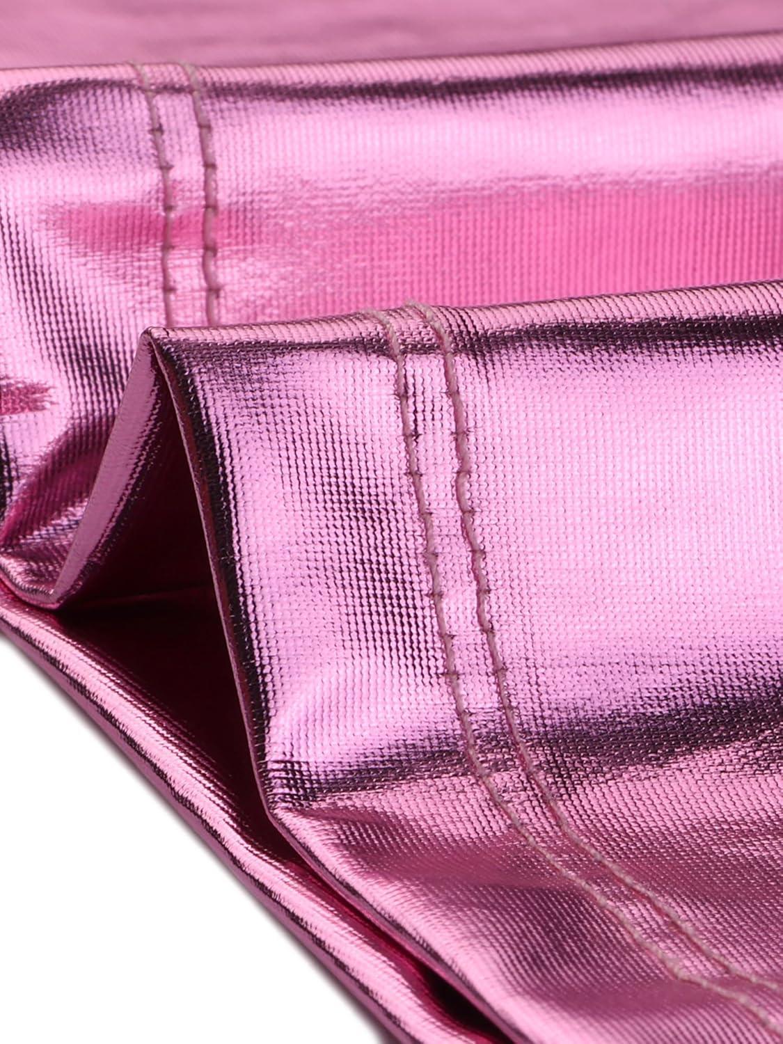 imageAllegra K Womens Metallic Shiny Halloween Party Tank Top Sleeveless Deep V Neck Camisole TopsPink