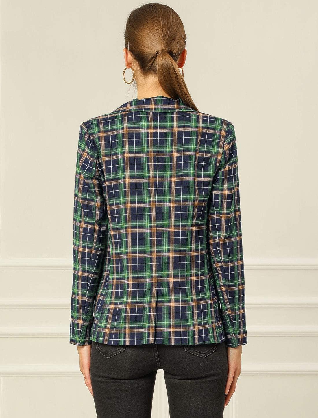 imageAllegra K Womens Notched Lapel Double Breasted Work Formal Blazer JacketBlue Green