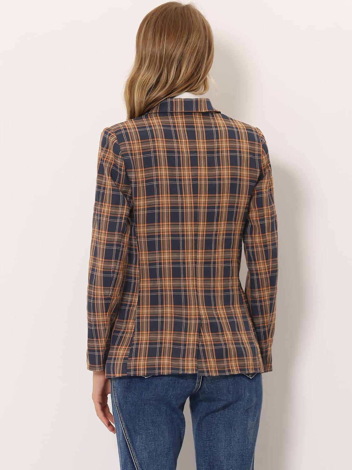 imageAllegra K Womens Notched Lapel Double Breasted Work Formal Blazer JacketBlue Orange