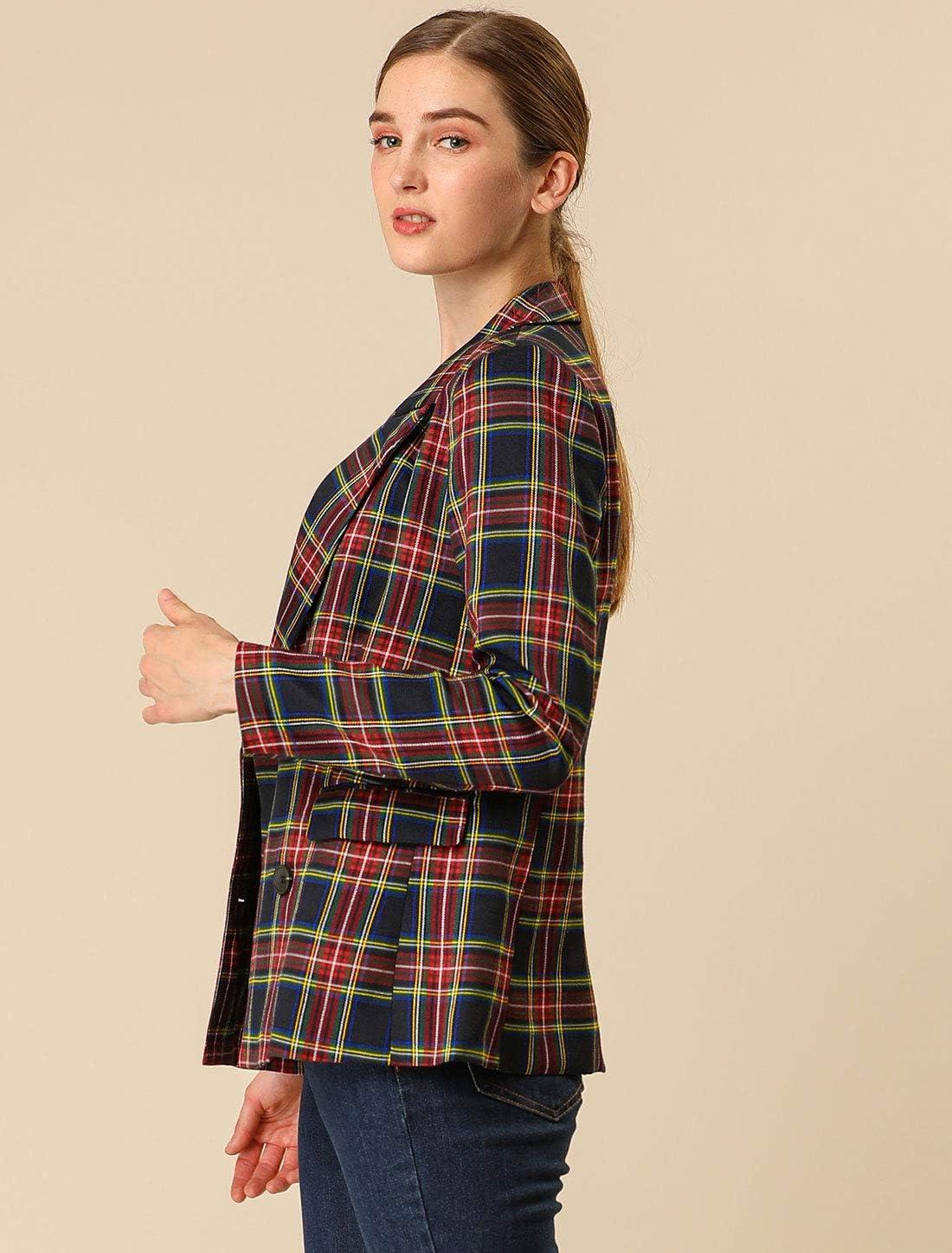 imageAllegra K Womens Notched Lapel Double Breasted Work Formal Blazer JacketDark Blue