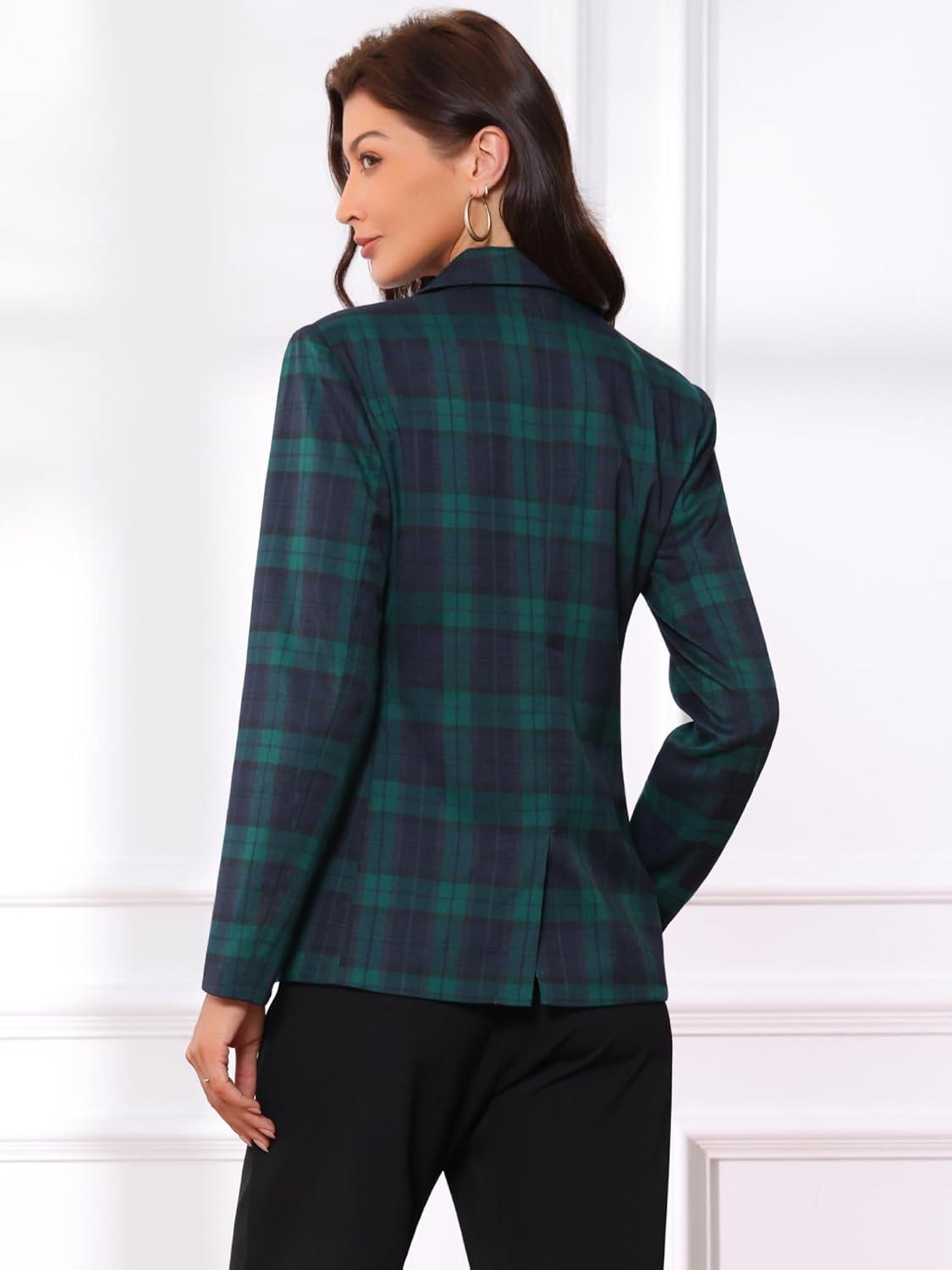 imageAllegra K Womens Notched Lapel Double Breasted Work Formal Blazer JacketDark Green