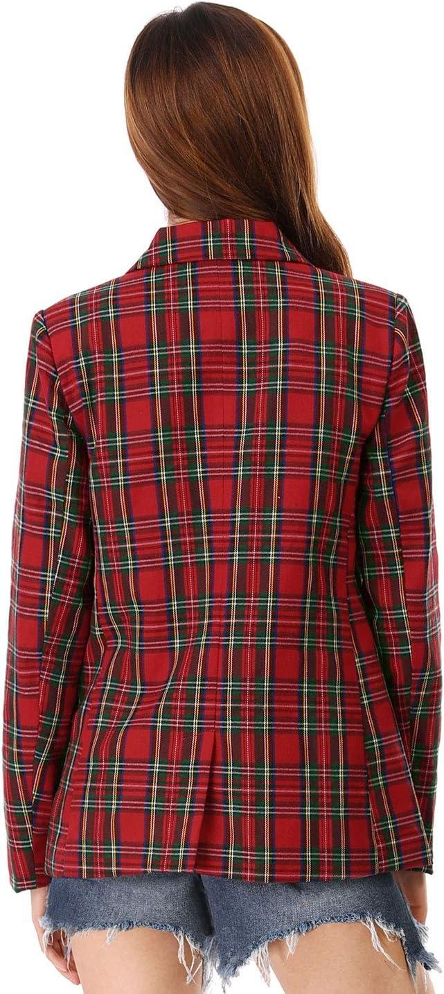 imageAllegra K Womens Notched Lapel Double Breasted Work Formal Blazer JacketRed Green