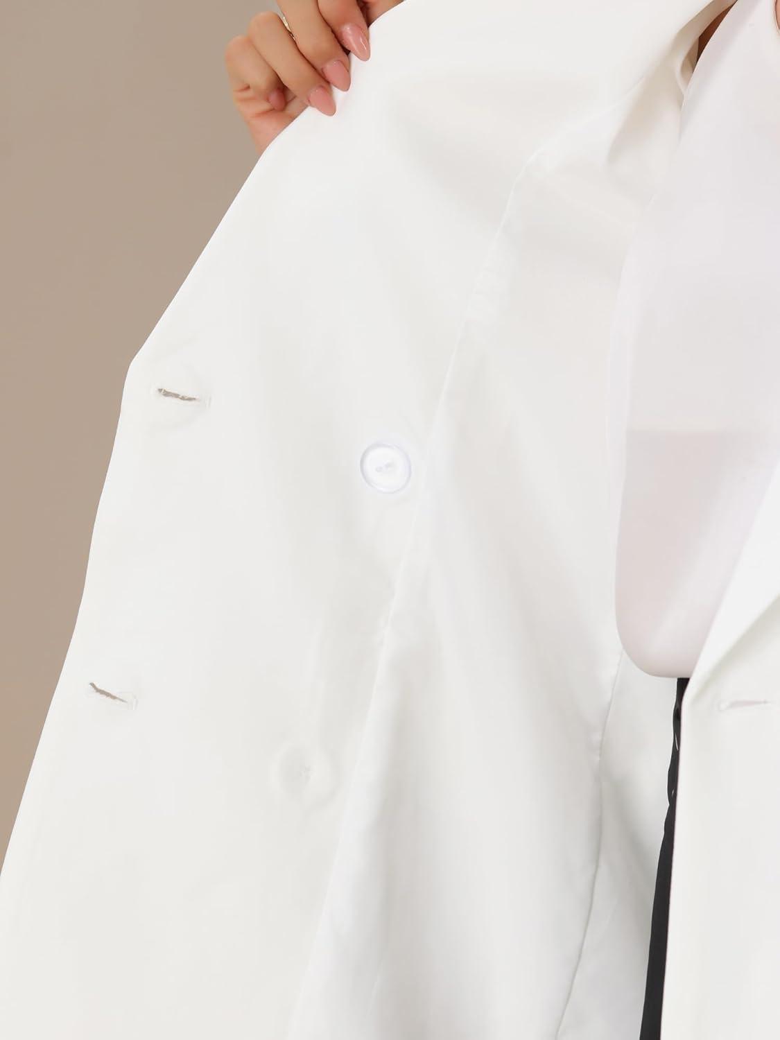 imageAllegra K Womens Notched Lapel Double Breasted Work Formal Blazer JacketWhitesolid