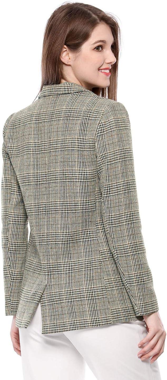 imageAllegra K Womens Notched Lapel One Button Boyfriend Blazer Suit Houndstooth Work Office Blazers JacketBlack