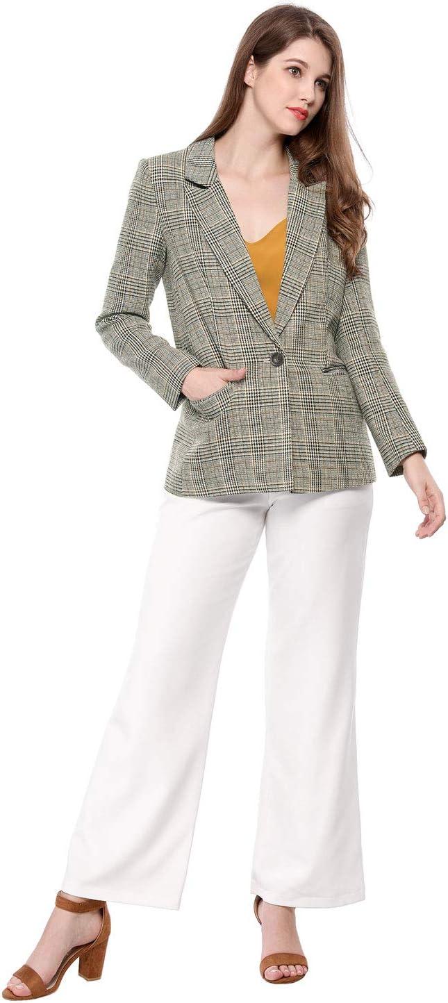 imageAllegra K Womens Notched Lapel One Button Boyfriend Blazer Suit Houndstooth Work Office Blazers JacketBlack