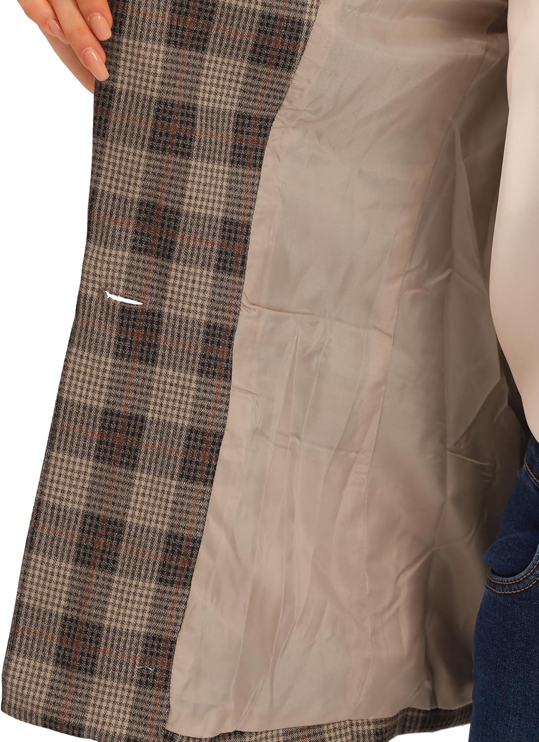 imageAllegra K Womens Notched Lapel One Button Boyfriend Blazer Suit Houndstooth Work Office Blazers JacketLight Brown