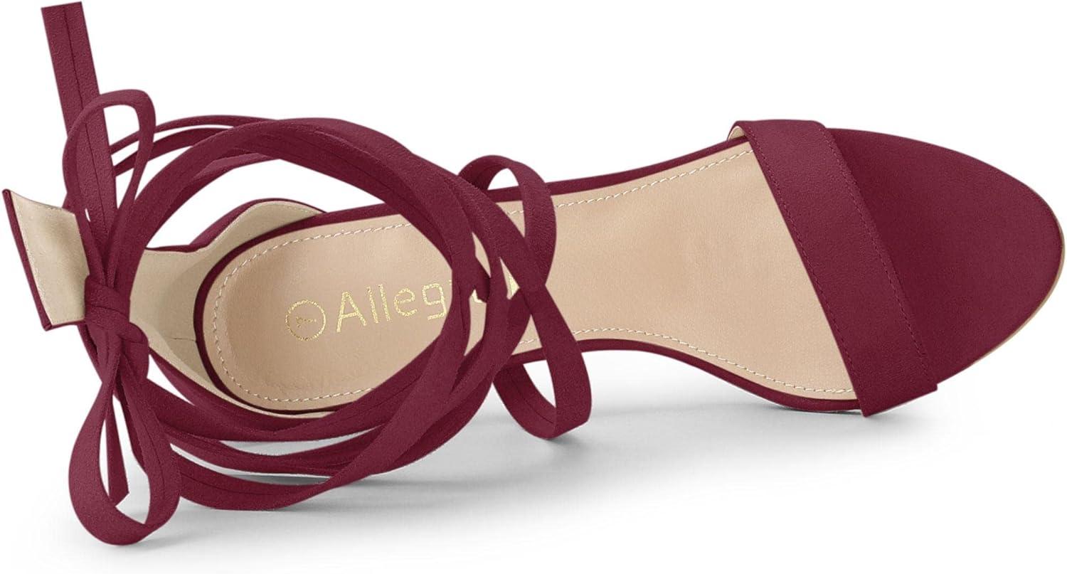 imageAllegra K Womens Open Toe Stiletto Heel Lace Up Heels SandalsBurgundy