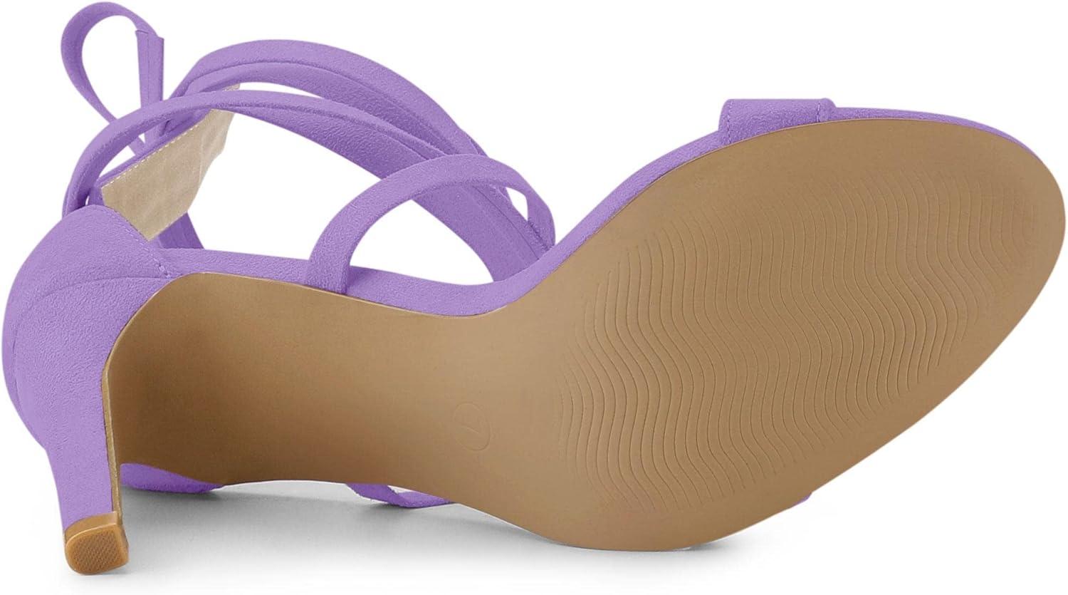 imageAllegra K Womens Open Toe Stiletto Heel Lace Up Heels SandalsPurple