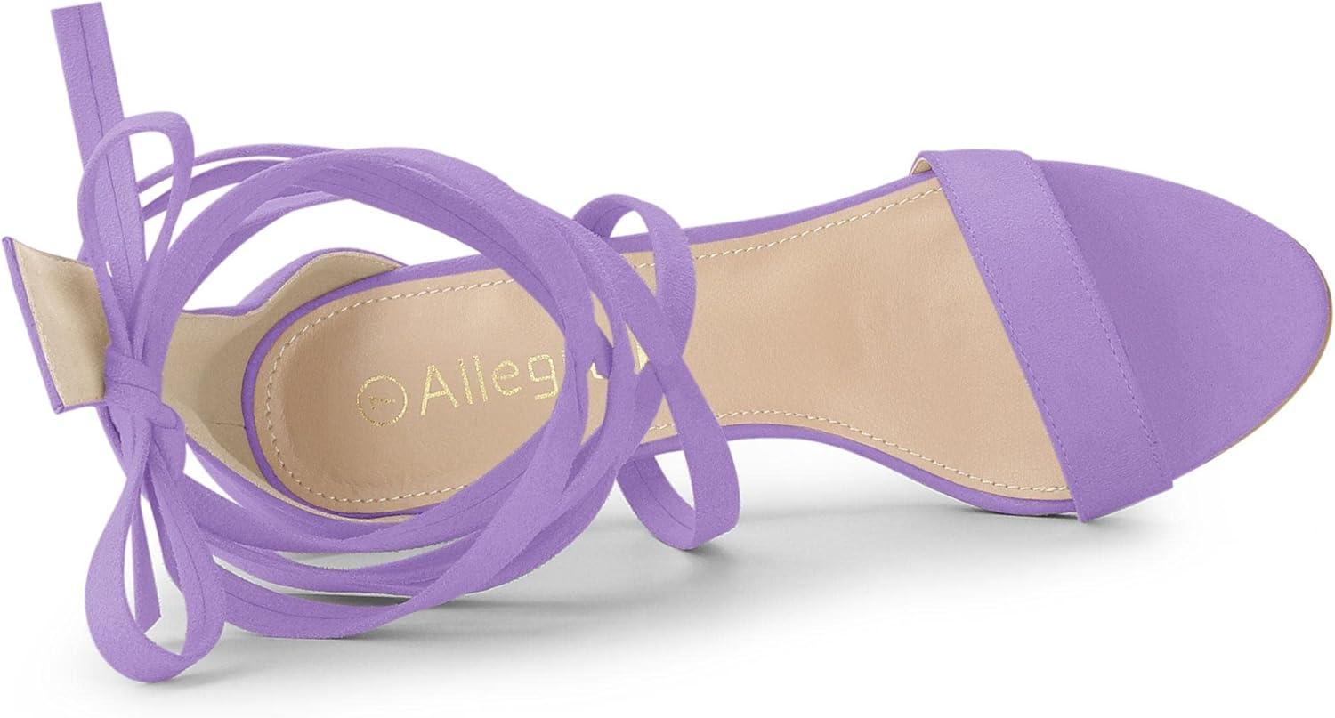 imageAllegra K Womens Open Toe Stiletto Heel Lace Up Heels SandalsPurple