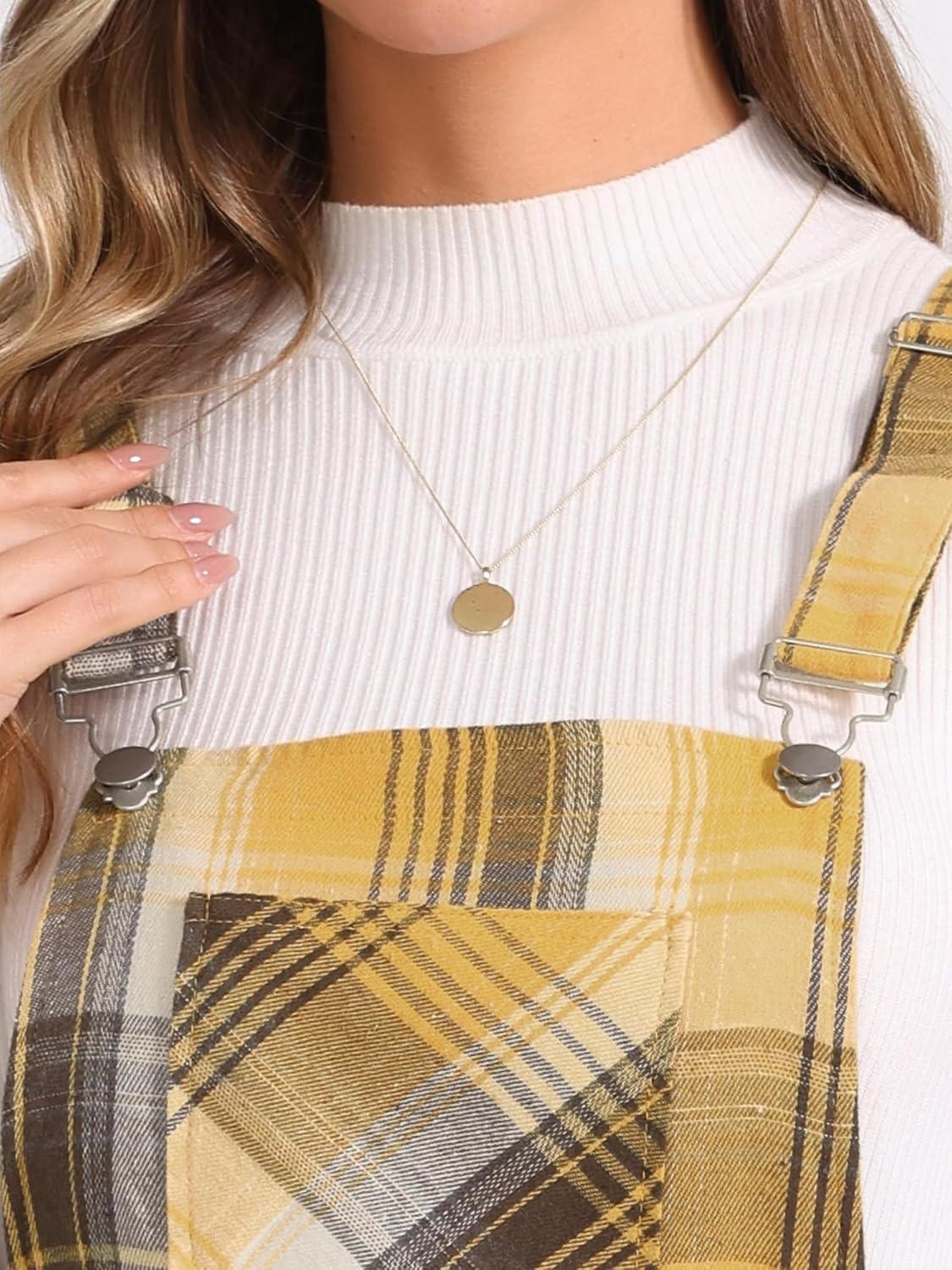 imageAllegra K Womens Plaid Pinafore Overall Dress Vintage Checks ALine Suspender Mini SkirtYellow