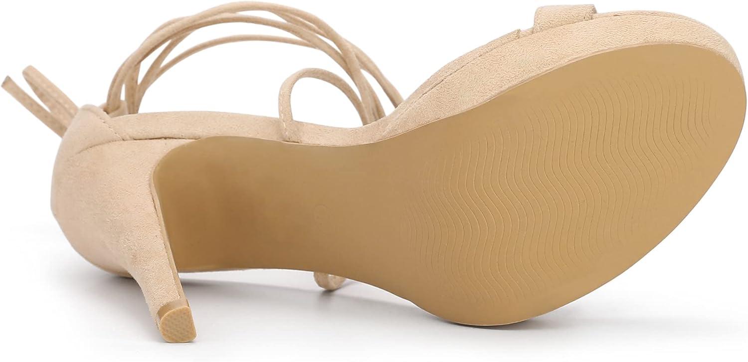imageAllegra K Womens Platform Stiletto Heels Lace Up SandalsBeige