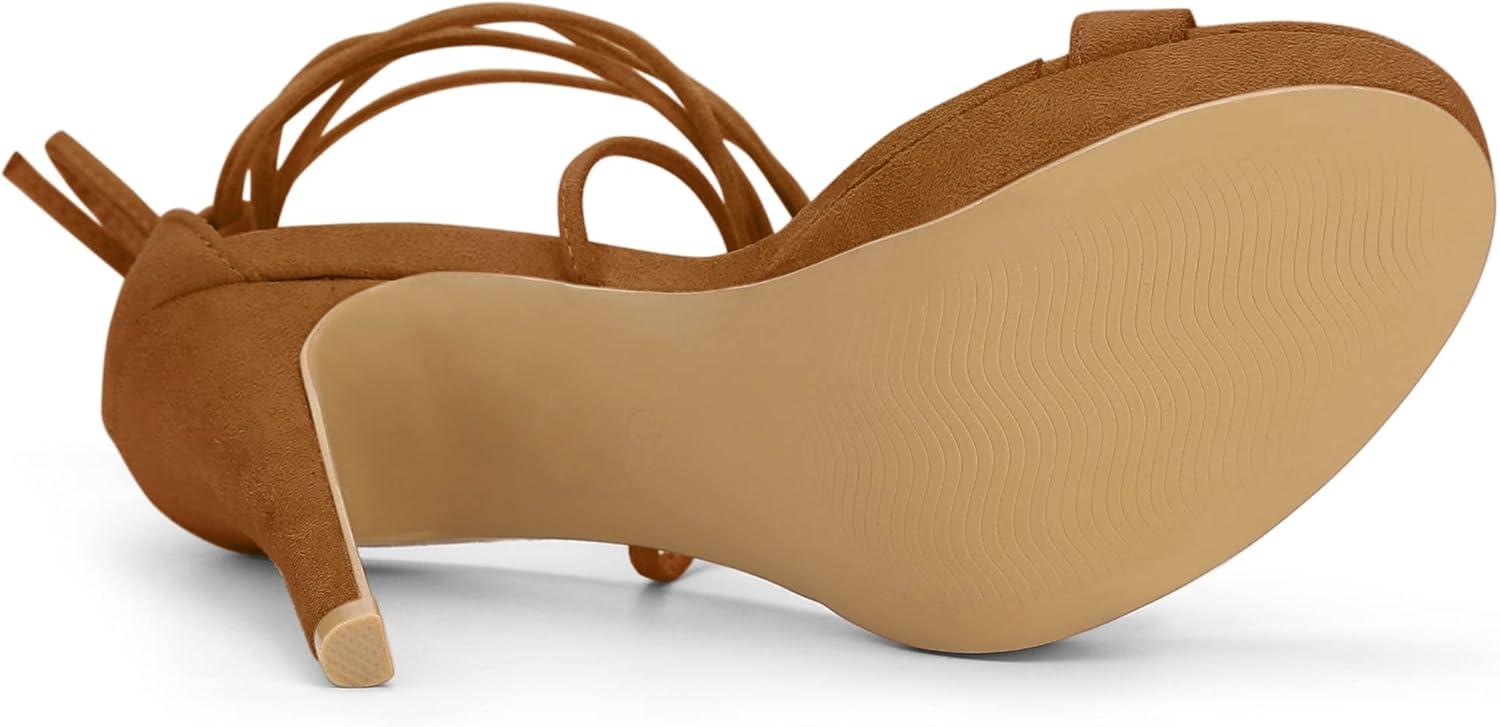 imageAllegra K Womens Platform Stiletto Heels Lace Up SandalsBrown