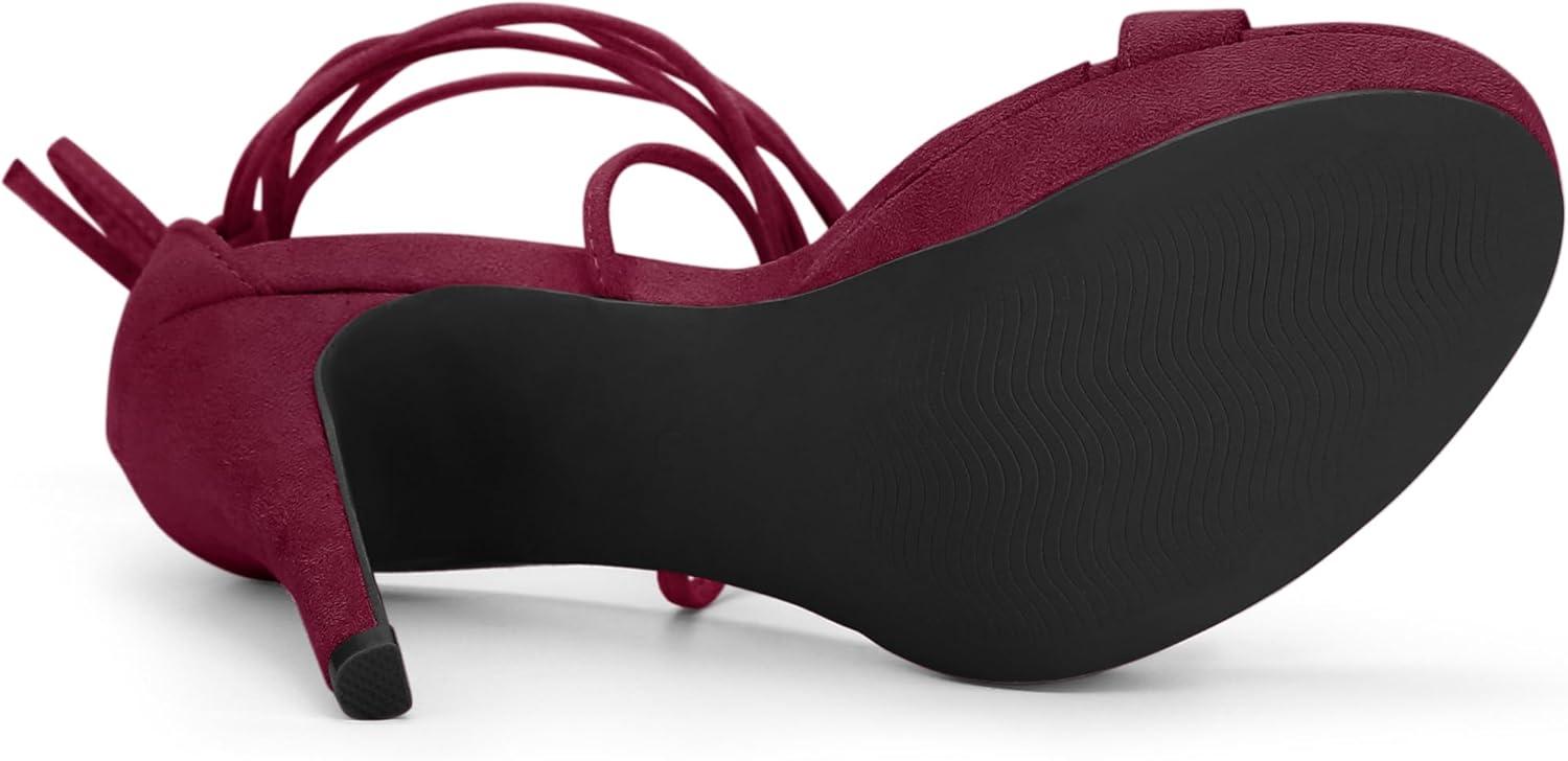 imageAllegra K Womens Platform Stiletto Heels Lace Up SandalsBurgundy