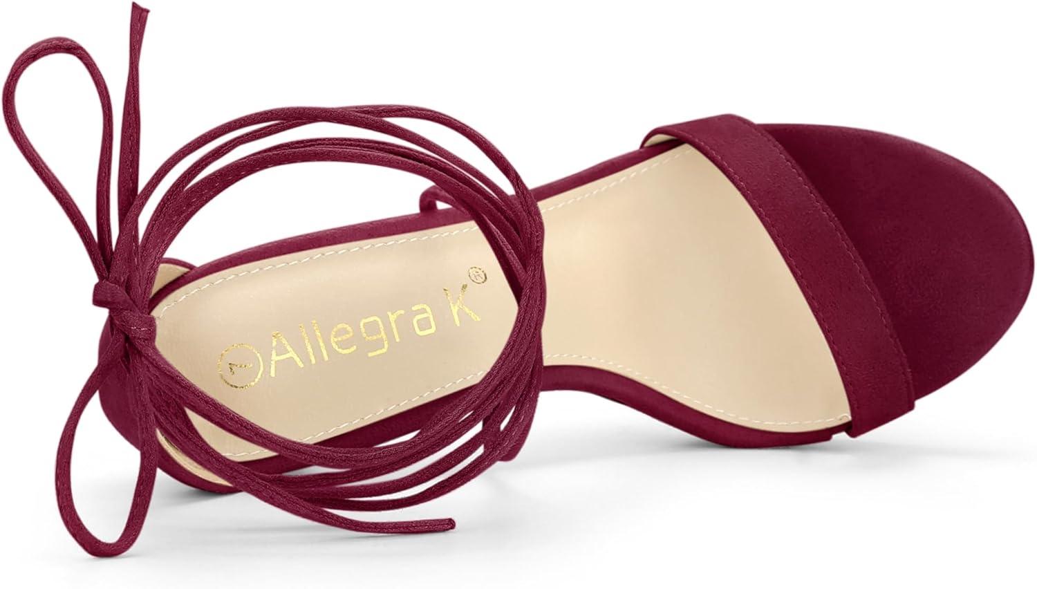 imageAllegra K Womens Platform Stiletto Heels Lace Up SandalsBurgundy