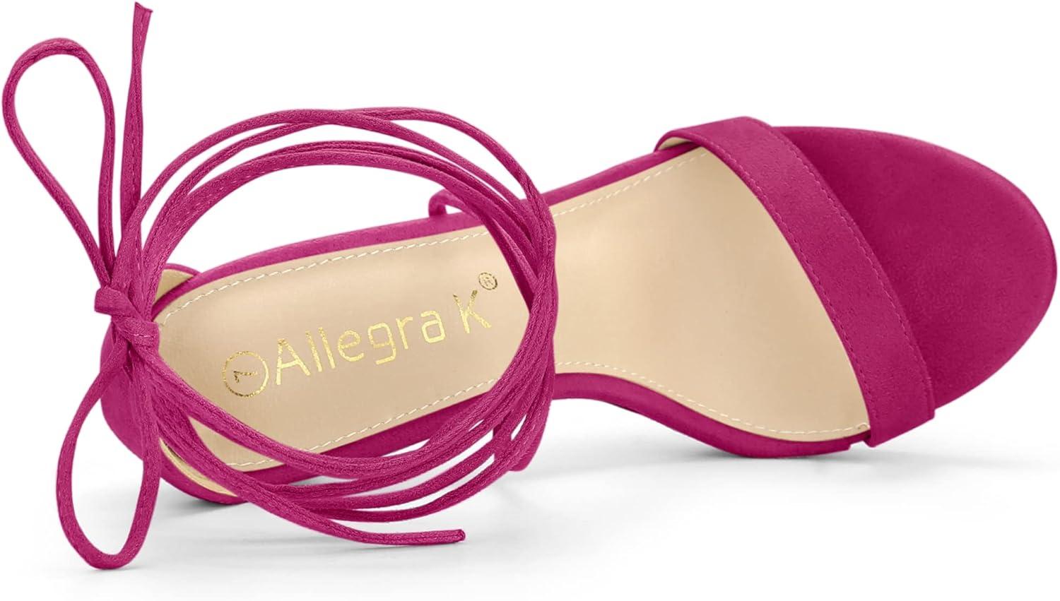 imageAllegra K Womens Platform Stiletto Heels Lace Up SandalsHot Pink