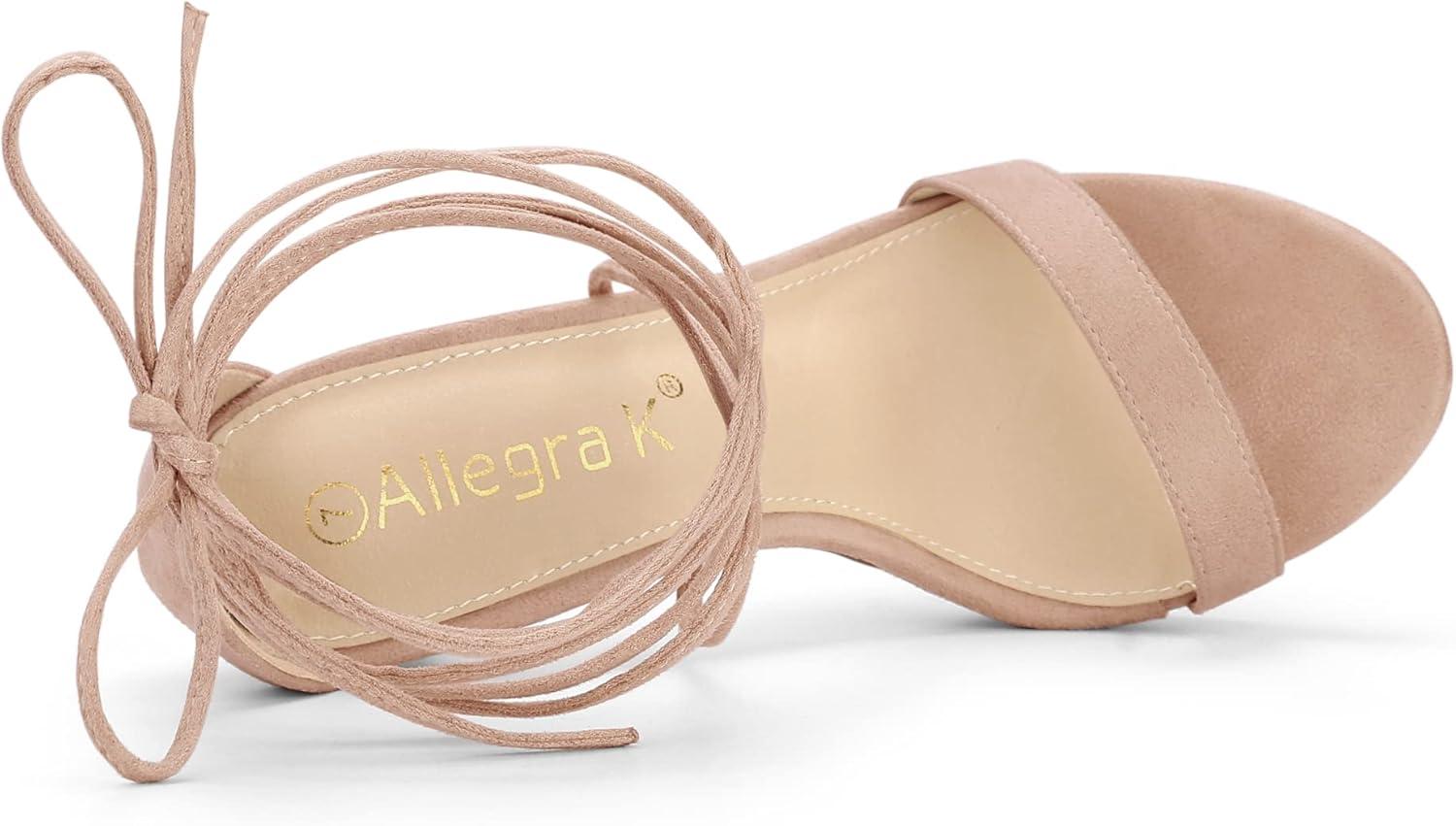 imageAllegra K Womens Platform Stiletto Heels Lace Up SandalsNude