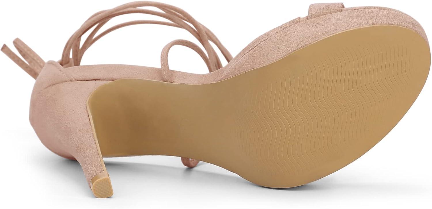 imageAllegra K Womens Platform Stiletto Heels Lace Up SandalsNude