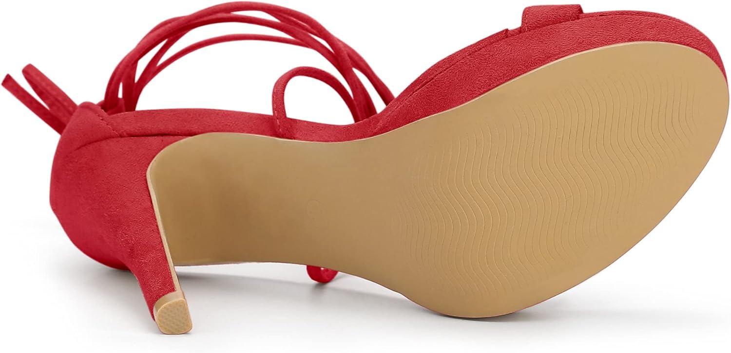 imageAllegra K Womens Platform Stiletto Heels Lace Up SandalsRed