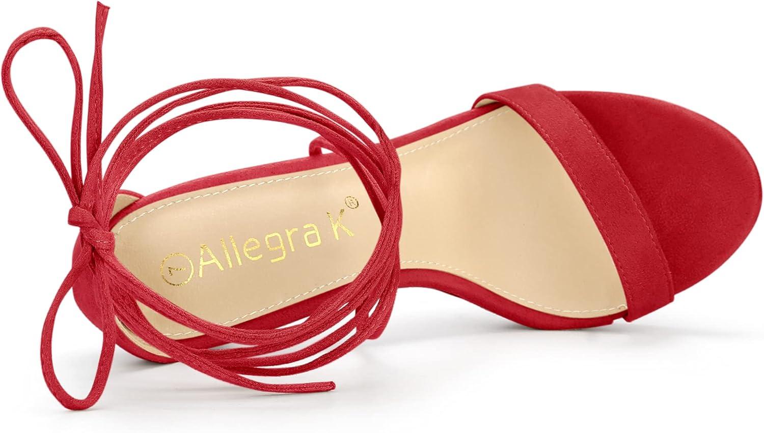 imageAllegra K Womens Platform Stiletto Heels Lace Up SandalsRed