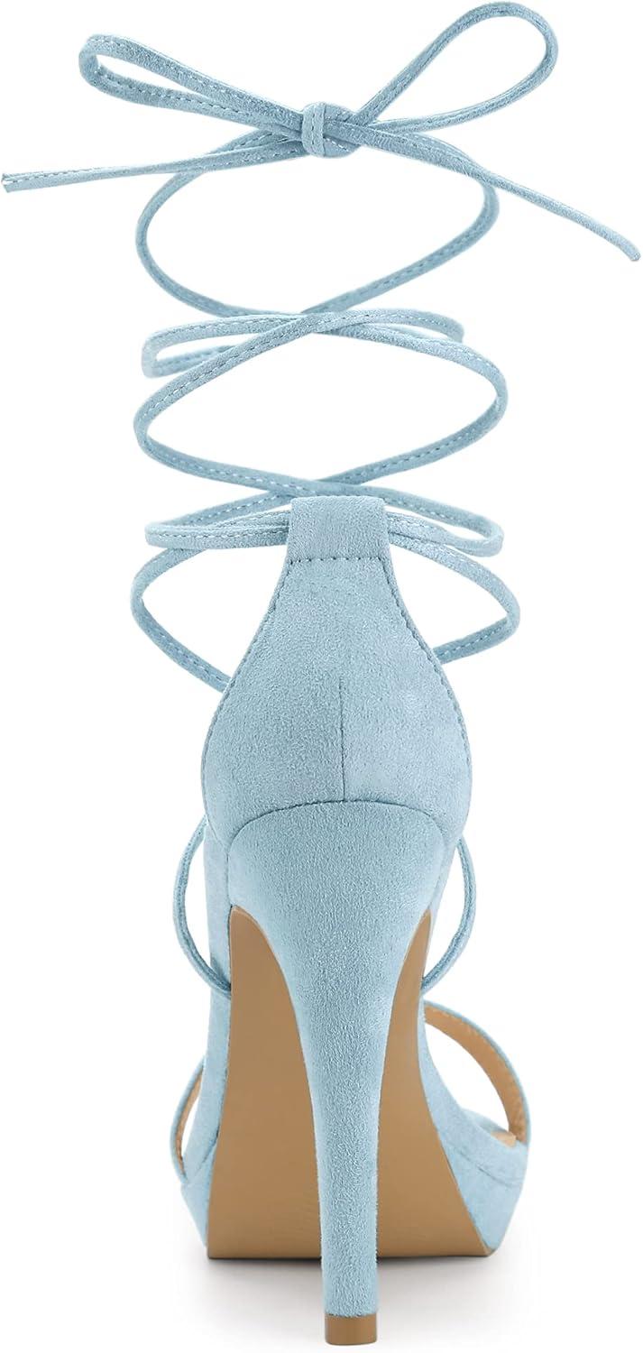 imageAllegra K Womens Platform Stiletto Heels Lace Up SandalsSky Blue