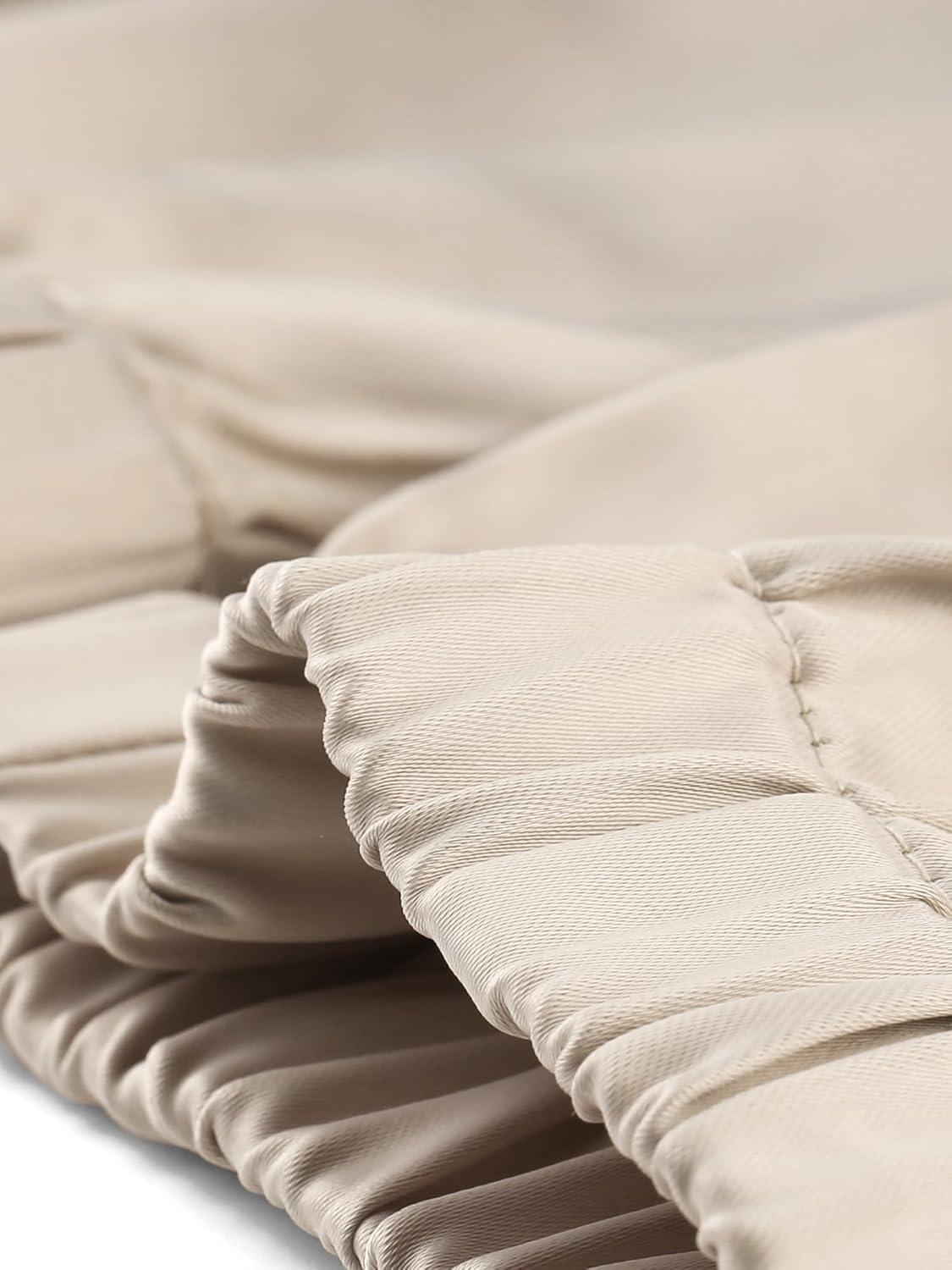 imageAllegra K Womens Satin Pants Drawstring Elastic Waist Straight Leg Ankle Length Dressy Joggers with PocketBeige