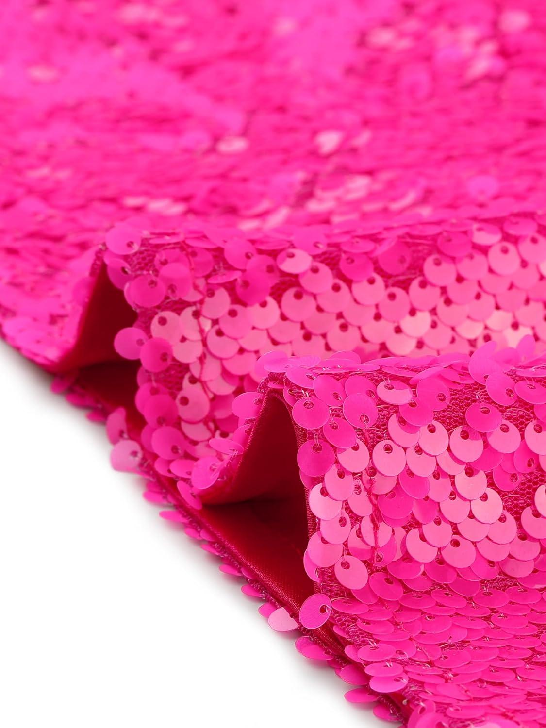 imageAllegra K Womens Sequined Shining Camisole Club Party Glitter Disco Sparkle Cami TopNeon Pink