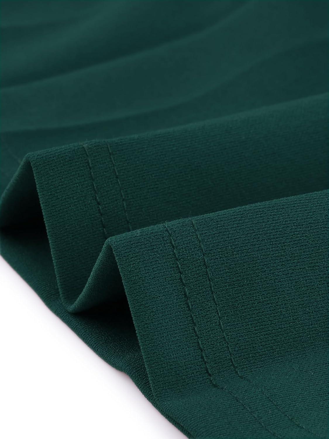 imageAllegra K Womens Sleeveless Pleated Dress Ruffle Hem Crew Neck Tank Knitted Elegant Midi DressesDark Green