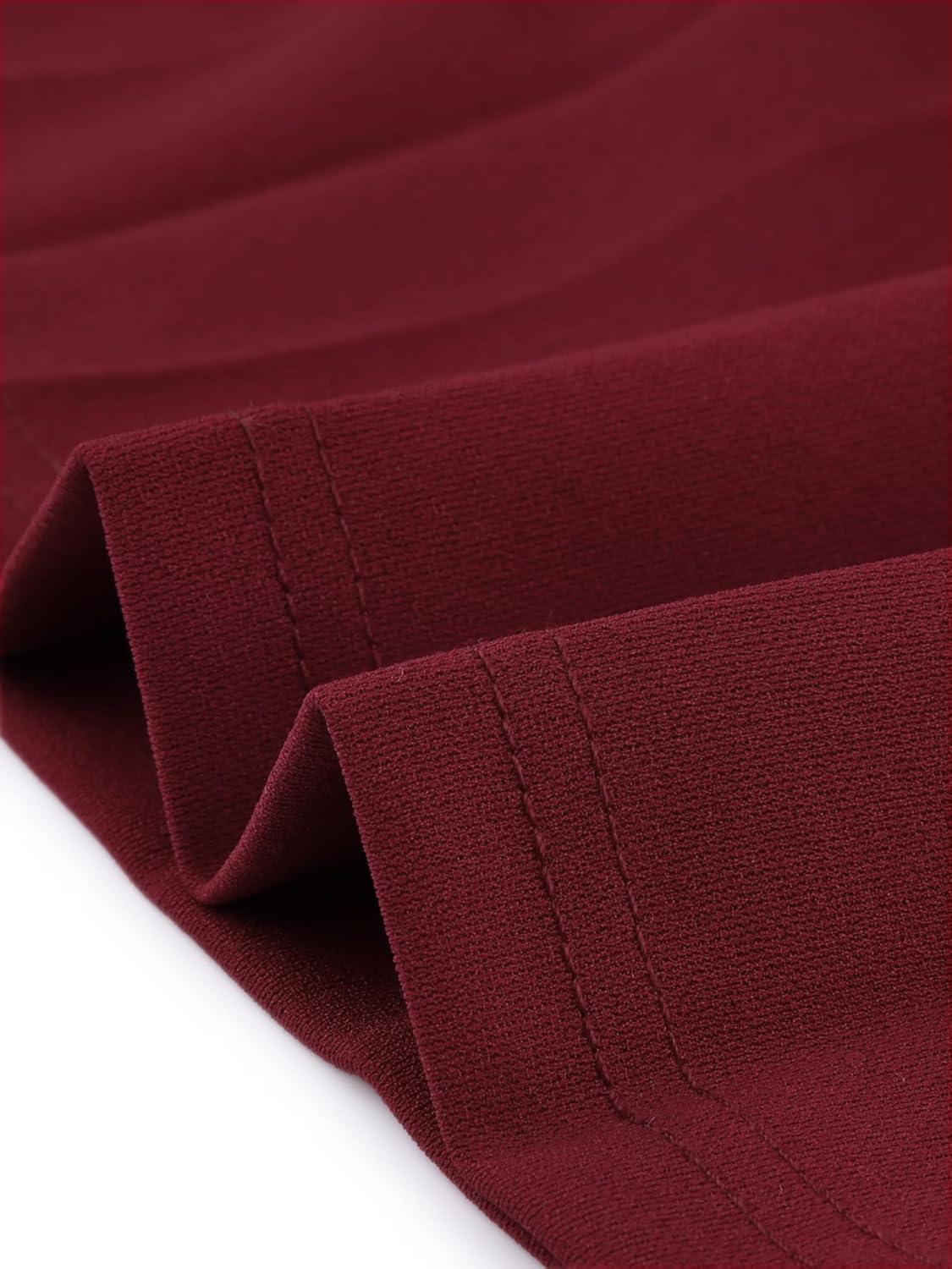 imageAllegra K Womens Sleeveless Pleated Dress Ruffle Hem Crew Neck Tank Knitted Elegant Midi DressesDark Red