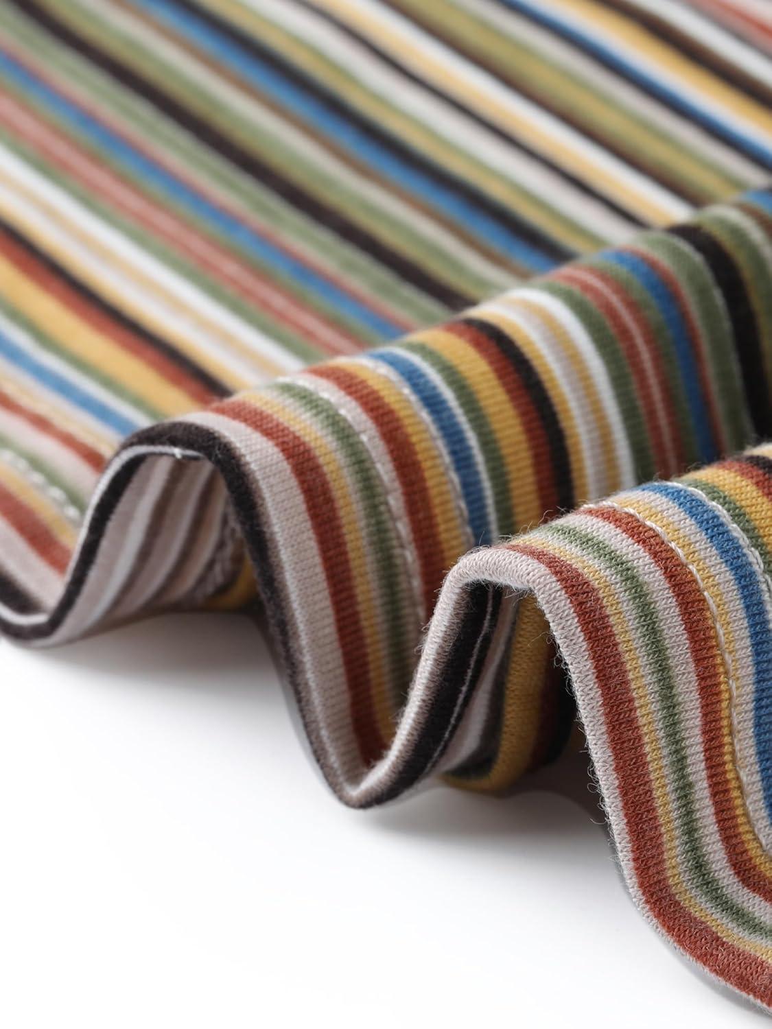 imageAllegra K Womens Striped Top Long Sleeve Casual Slim Turtleneck Fall Christmas Party Shirt 2025Brown Striped