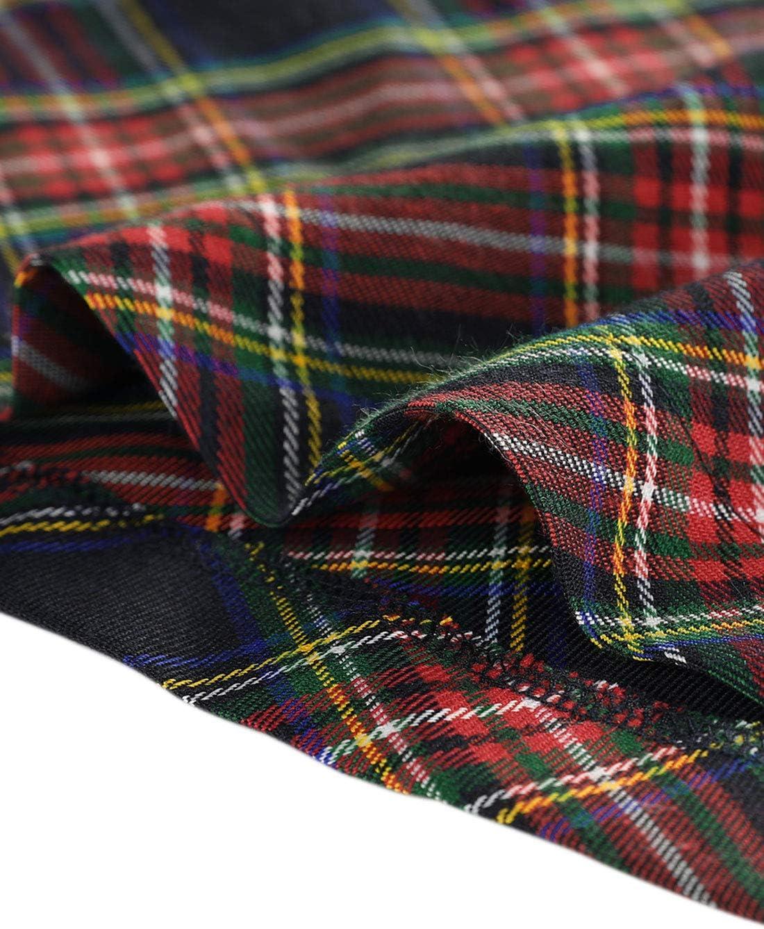 imageAllegra K Womens Tartan Plaid High Waist Belted Vintage ALine Midi SkirtDark Blue