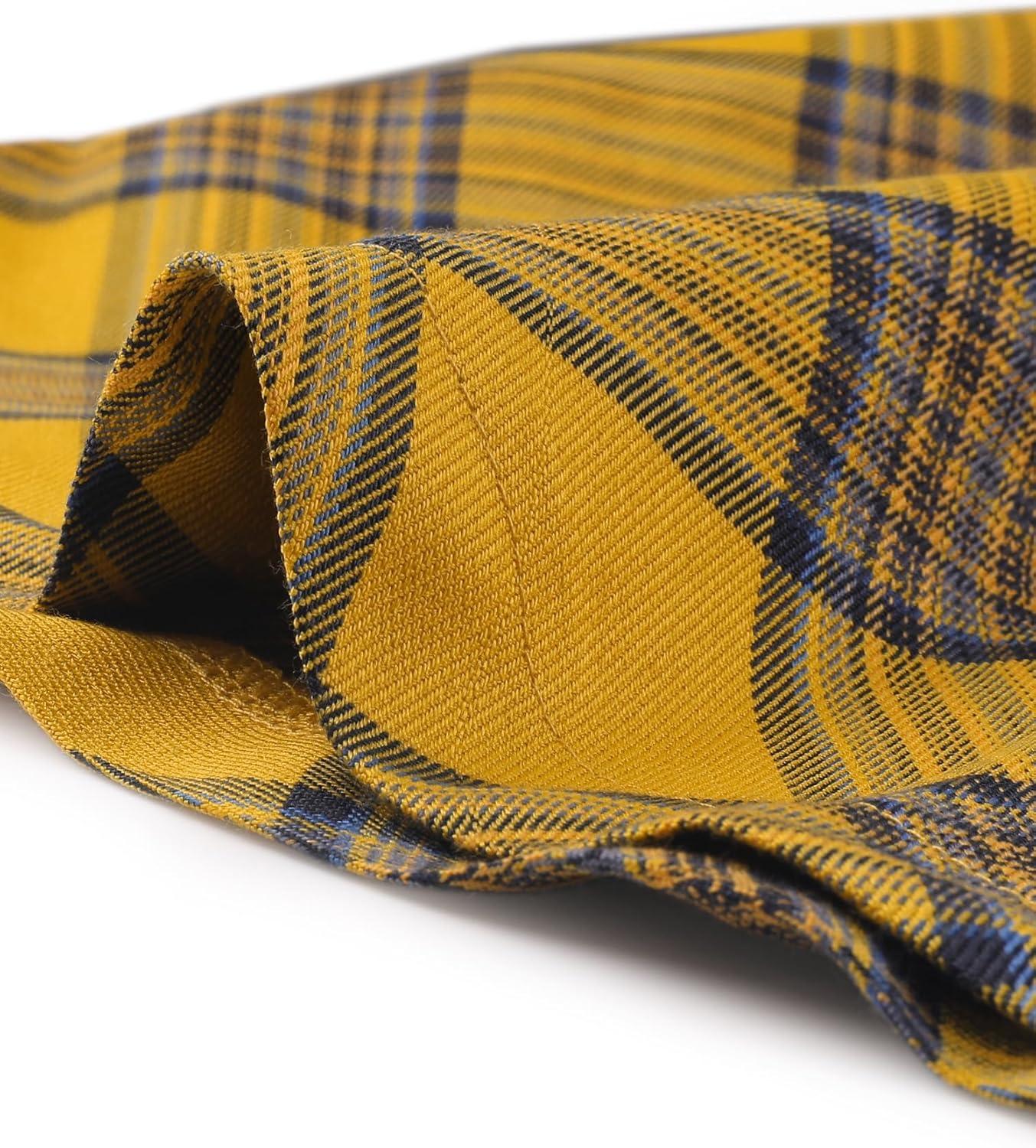 imageAllegra K Womens Tartan Plaid High Waist Belted Vintage ALine Midi SkirtDark Yellow