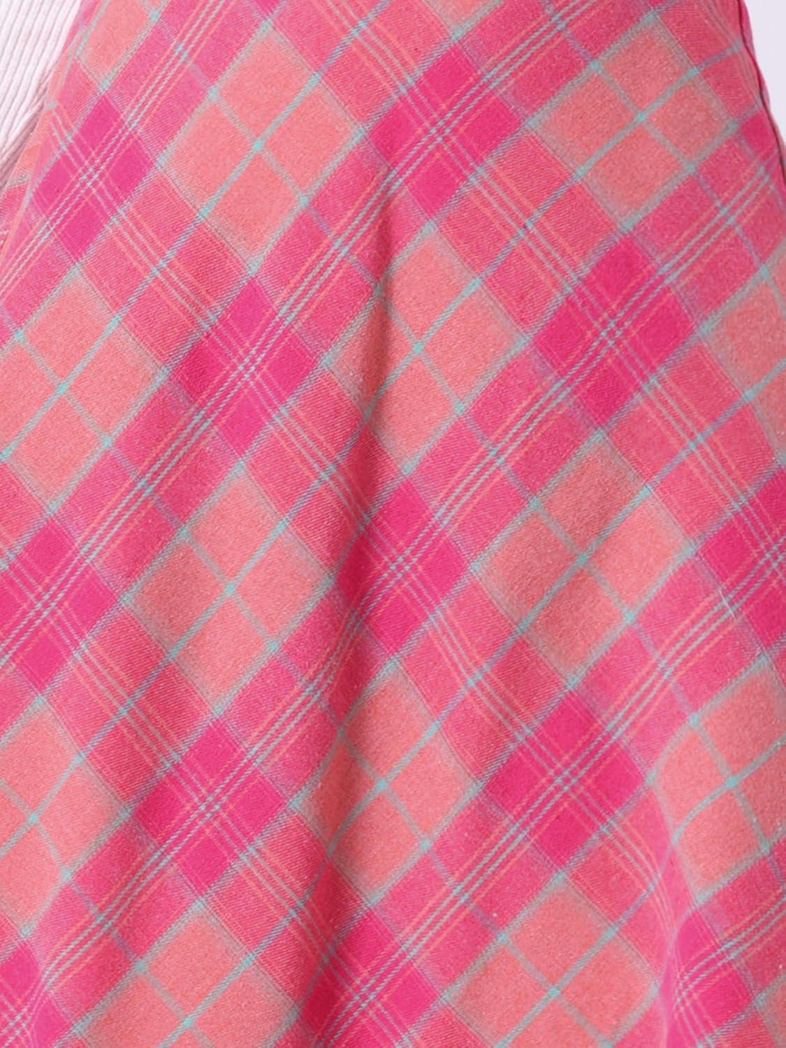 imageAllegra K Womens Tartan Plaid High Waist Belted Vintage ALine Midi SkirtHot Pink