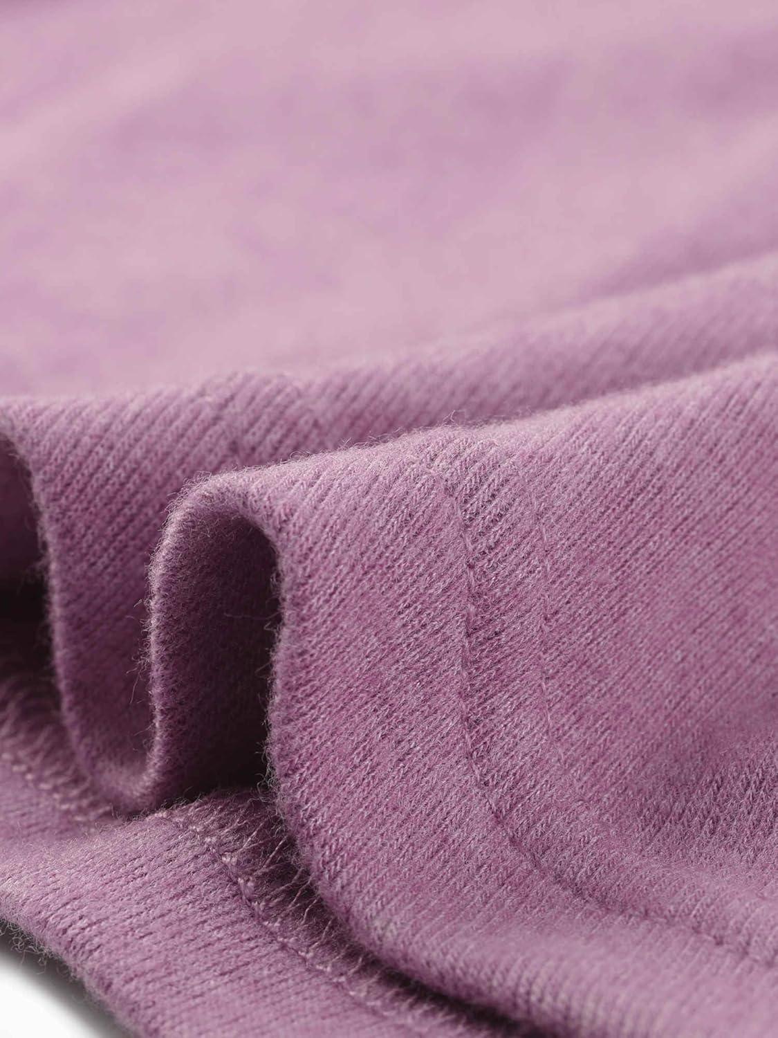 imageAllegra K Womens V Neck Blouse 34 Sleeves Solid Knitted Buttons Decor Ruched TopGray Purple