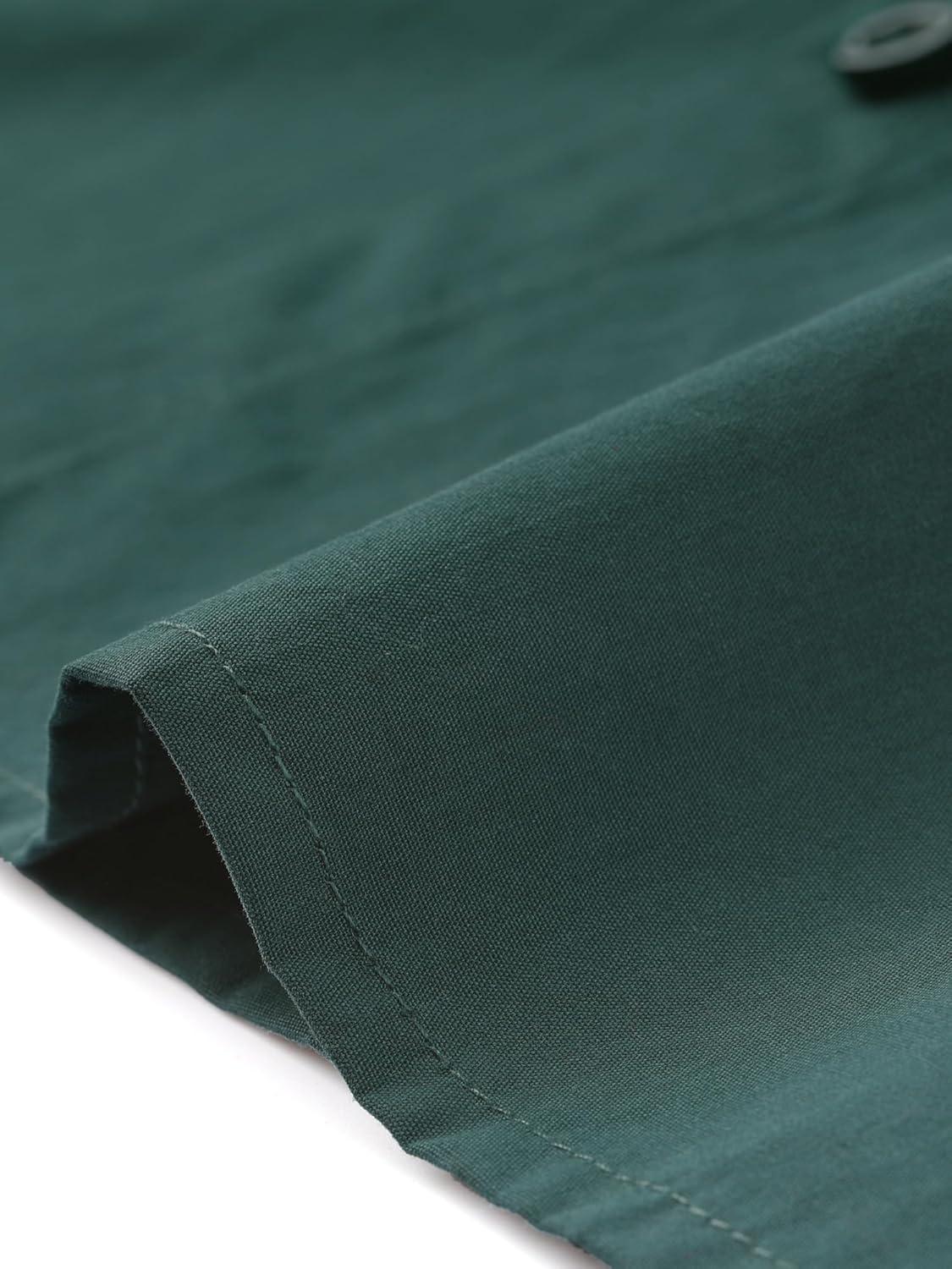 imageAllegra K Womens Vintage Peter Pan Collar Tie Neck Casual Cute Cotton ButtonUp ShirtDark Green