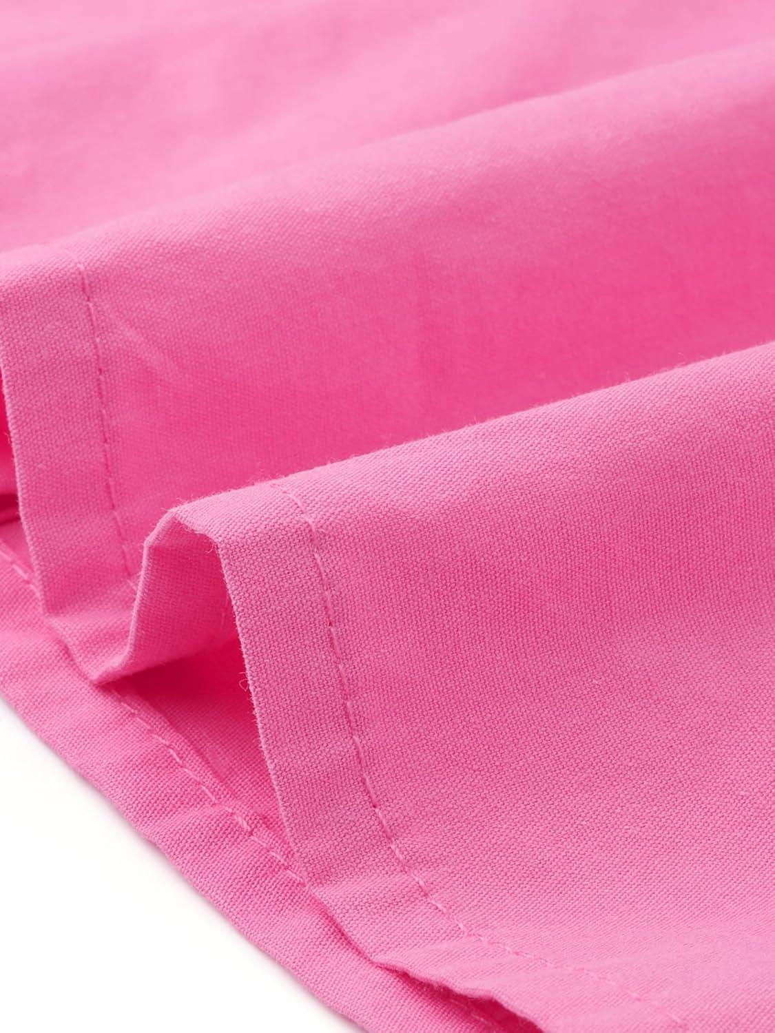 imageAllegra K Womens Vintage Peter Pan Collar Tie Neck Casual Cute Cotton ButtonUp ShirtFuchsia